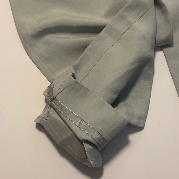 SIGRID OLSON Women's Size 8 Petite Pants Side Zip Light Green Silk Linen Career - Picture 3 of 7